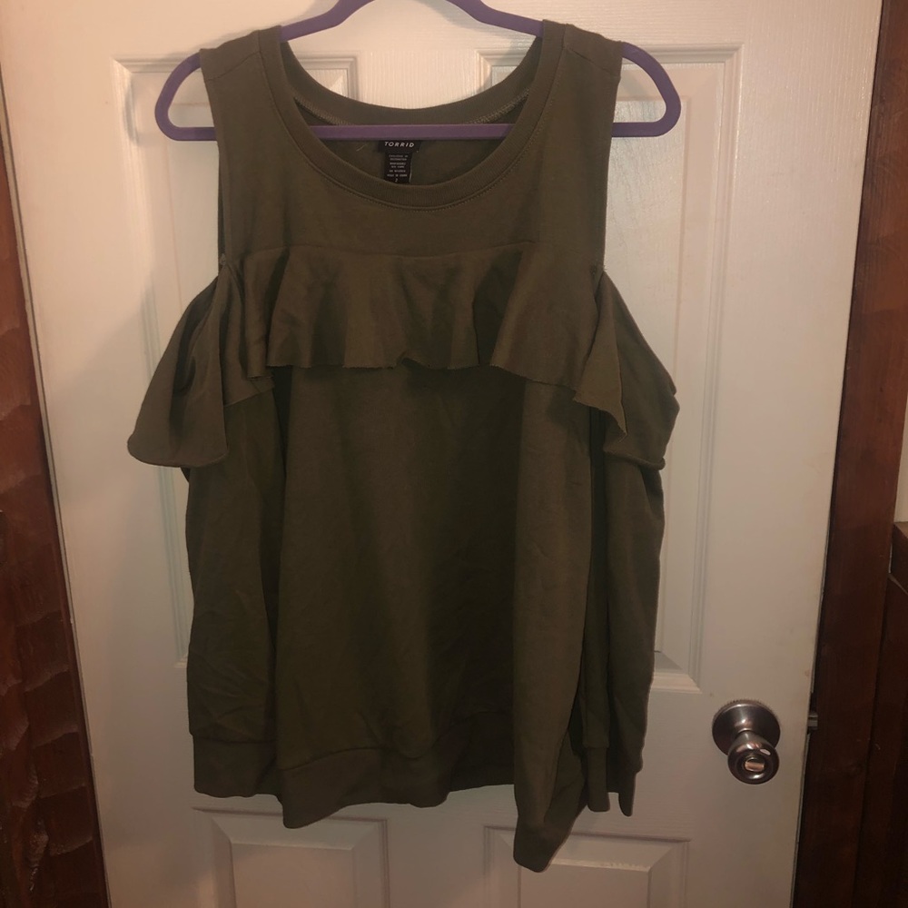 Torrid Cold Shoulder Sweatshirt 18/20 Olive Green